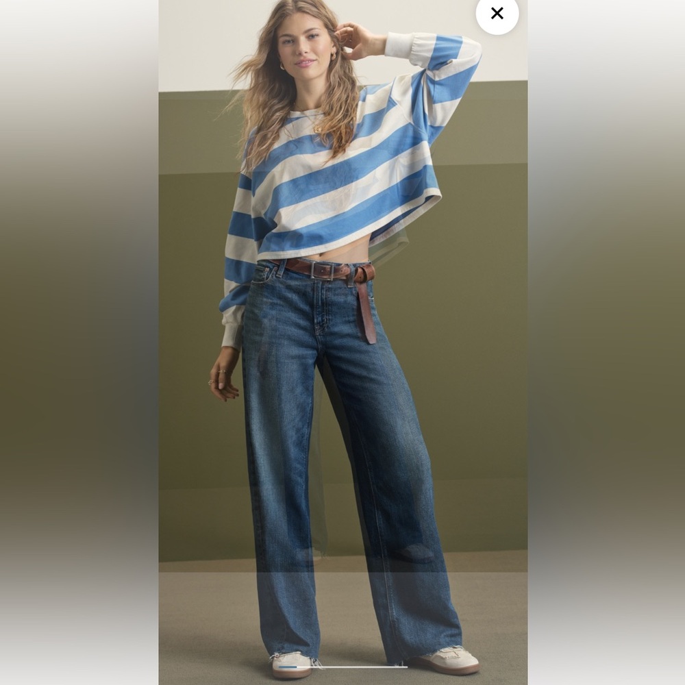 American eagle dreamy super baggy jeans raw hem 6 regular 31x28.5 petite short